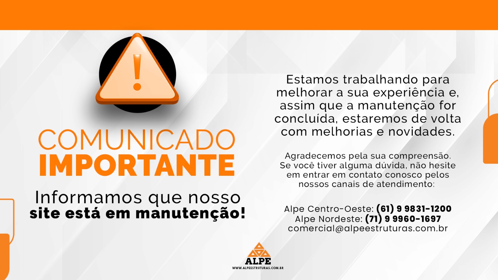 Comunicado Importante - Site em Manutenção